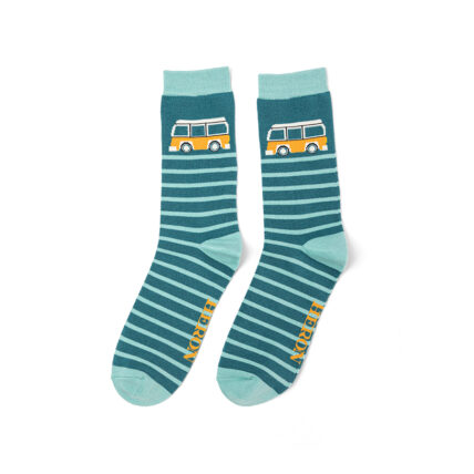 Mr Heron Camper Stripes Socks Teal -0