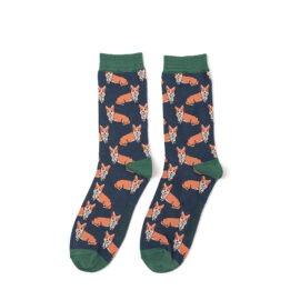 Mr Heron Corgis Socks Navy -0