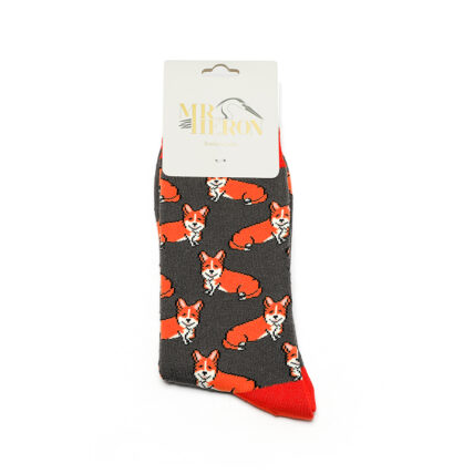 Mr Heron Corgis Socks Grey-4171