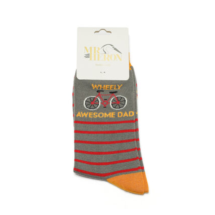 Mr Heron Wheely Awesome Dad Socks Grey-4060