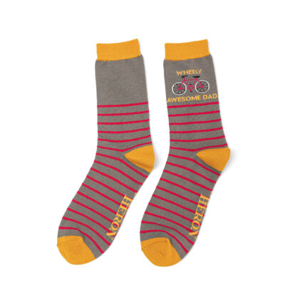 Mr Heron Wheely Awesome Dad Socks Grey-4178