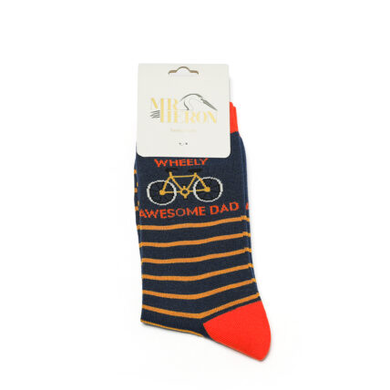 Mr Heron Wheely Awesome Dad Socks Navy -4063