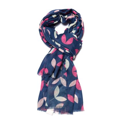 Little Leaves Scarf Navy -3885