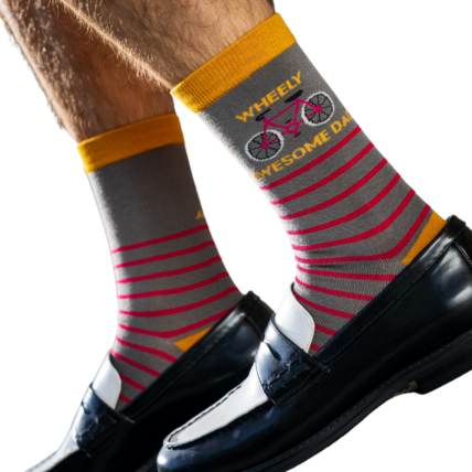 Mr Heron Wheely Awesome Dad Socks Grey-0