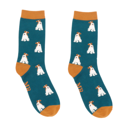 Mr Heron Fox Terrier Socks Teal-0