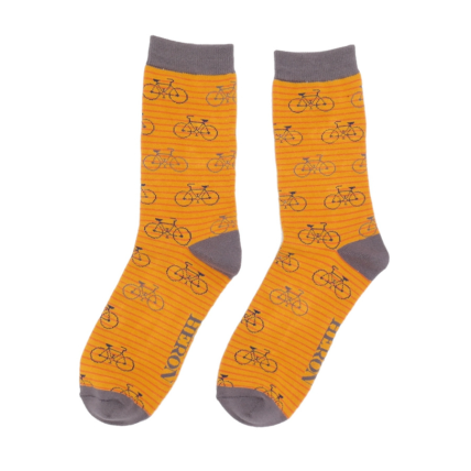 Mr Heron Bike Stripe Socks Mustard-0