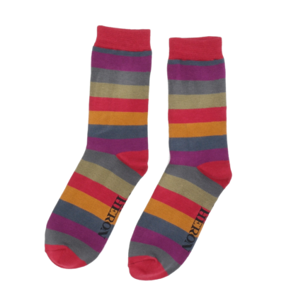 Mr Heron Thick Stripe Socks Dark-0