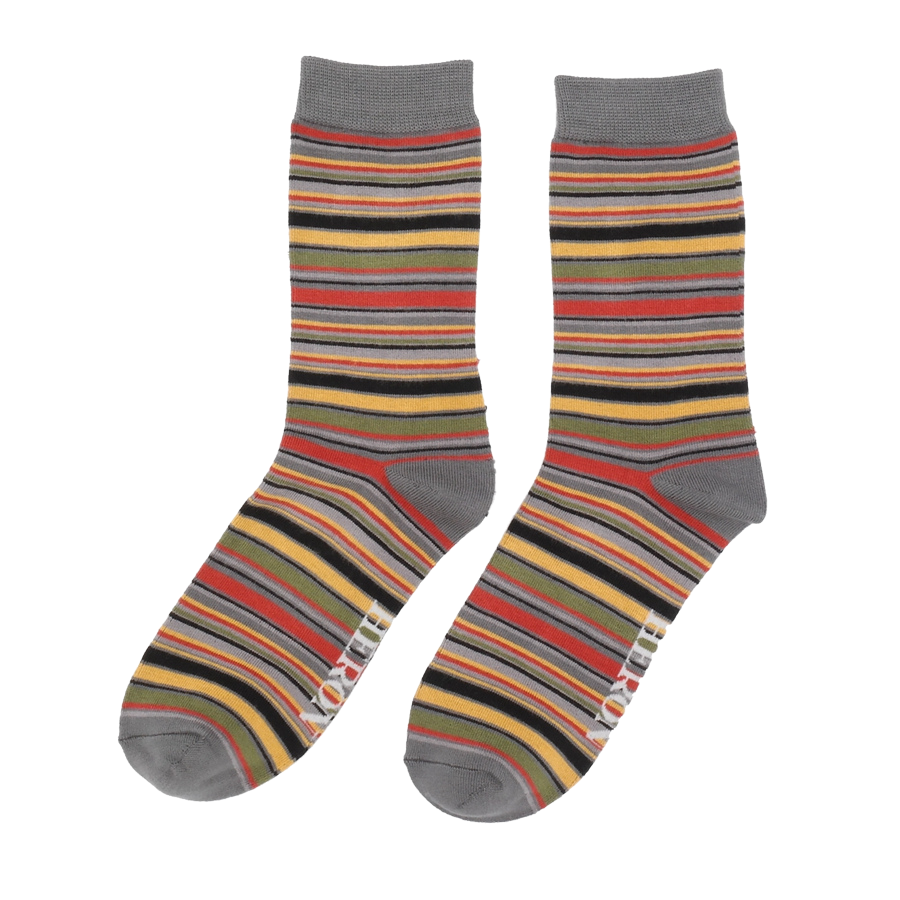 Mr Heron Stripes Socks Grey