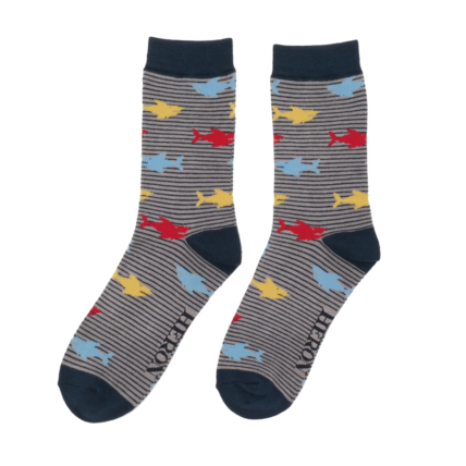 Mr Heron Shark Socks Grey-0