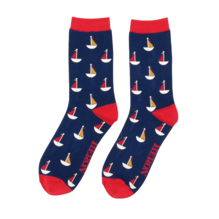 Mr Heron Little Boat Socks Navy-0