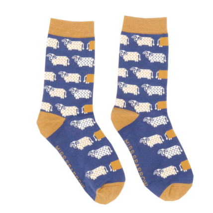 Cute Cow Socks Blue-0