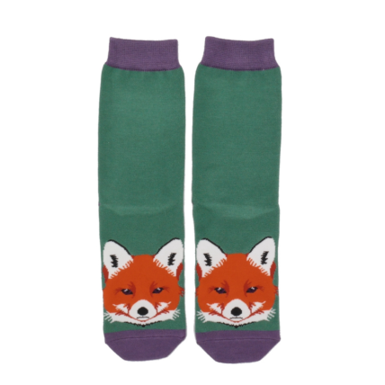 Fox Faces Socks Green-0