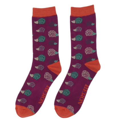 Mr Heron Hedgehogs Socks Purple-0
