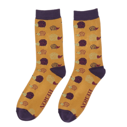 Mr Heron Hedgehogs Socks Mustard-0