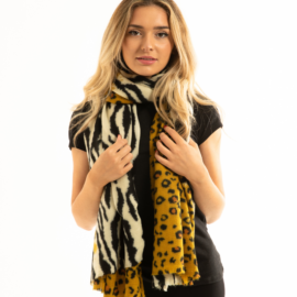 Zebra Leopard Scarf Yellow-0