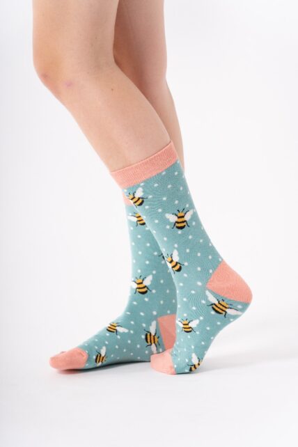 Bumble Bees Socks Turquoise-0
