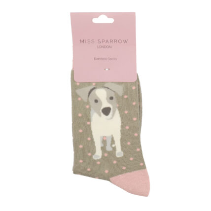 Jack Russell Pup Sock Olive-4419