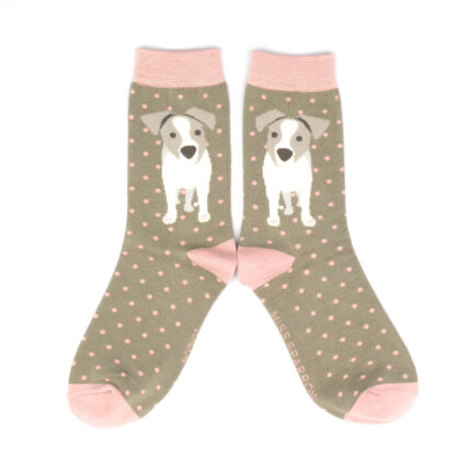 Jack Russell Pup Sock Olive-0