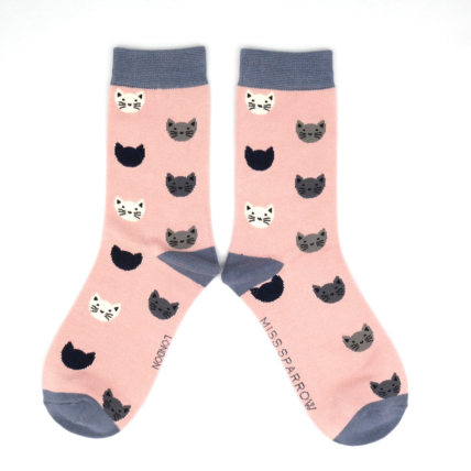 Kitty Face Socks Dusky Pink-0