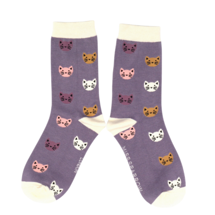 Kitty Face Socks Lavender-0