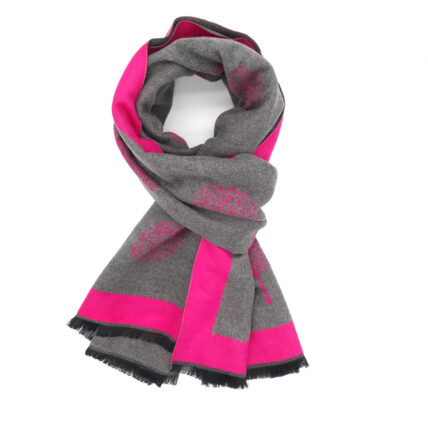Trees with Border Scarf Charcoal -4625