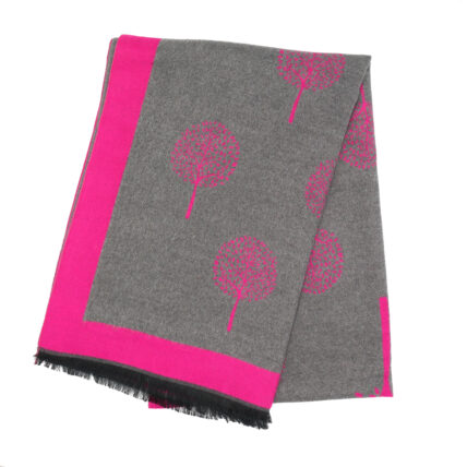 Trees with Border Scarf Charcoal -4626