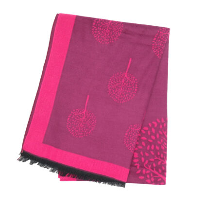 Trees with Border Scarf Purple-4628