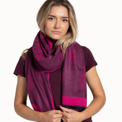 Trees with Border Scarf Purple-4670