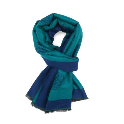Trees with Border Scarf Teal-0