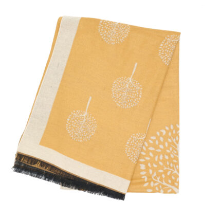 Trees with Border Scarf Yellow-0