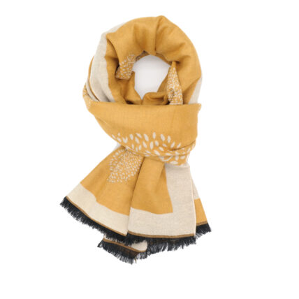 Trees with Border Scarf Yellow-4631