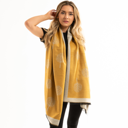 Trees with Border Scarf Yellow-4669