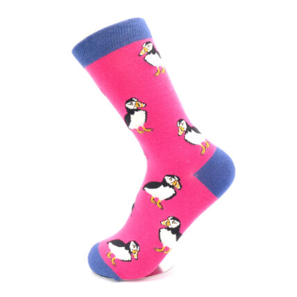 Cute Puffin Socks Hot Pink-0