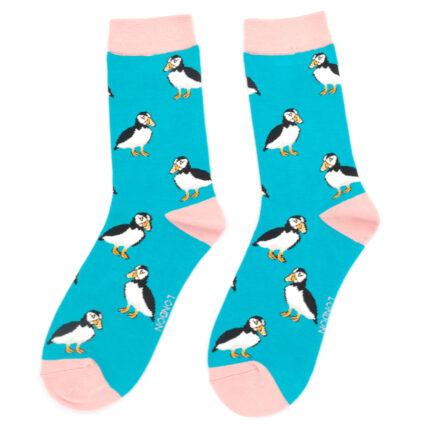 Cute Puffin Socks Turquoise-0