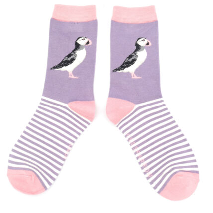 Puffin Stripes Socks Dusky Purple-0