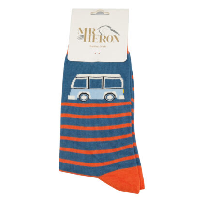 Mr Heron Camper Stripe Socks Blue-4880