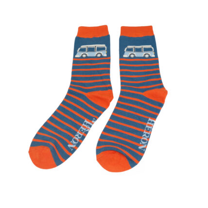 Mr Heron Camper Stripe Socks Blue-4881