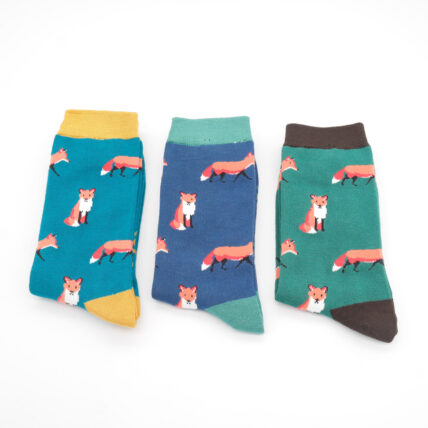 Mr Heron Foxes Socks Teal-4877