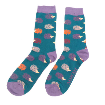 Mr Heron Fun Hedgehogs Socks Teal-0