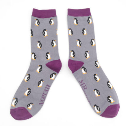 Mr Heron Little Penguins Socks Grey-4742