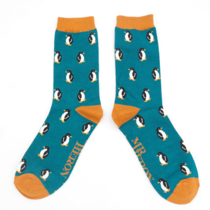 Mr Heron Little Penguins Socks Teal-0
