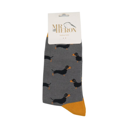 Mr Heron Little Sausage Dogs Socks Grey-4867