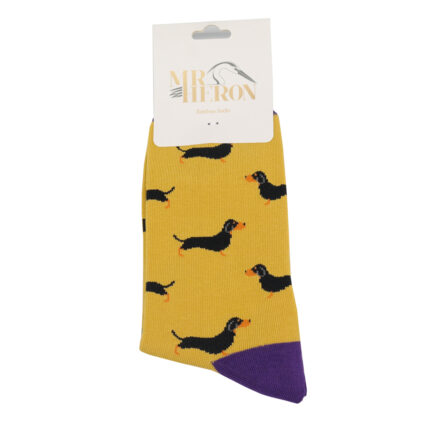 Mr Heron Little Sausage Dogs Socks Yellow-4870