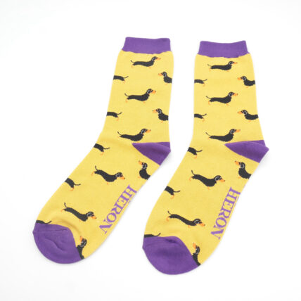 Mr Heron Little Sausage Dogs Socks Yellow-4871