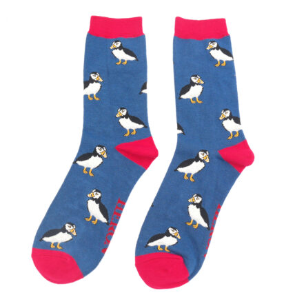 Mr Heron Cute Puffin Socks Blue-0