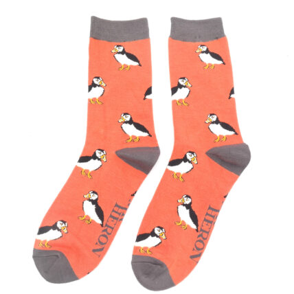 Mr Heron Cute Puffin Socks Burnt Orange-0
