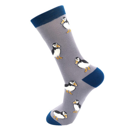 Mr Heron Cute Puffin Socks Grey-0
