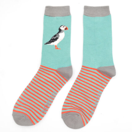 Mr Heron Puffin Stripes Socks Aqua-4719