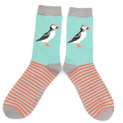 Mr Heron Puffin Stripes Socks Aqua-0