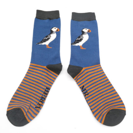 Mr Heron Puffin Stripes Socks Denim-0